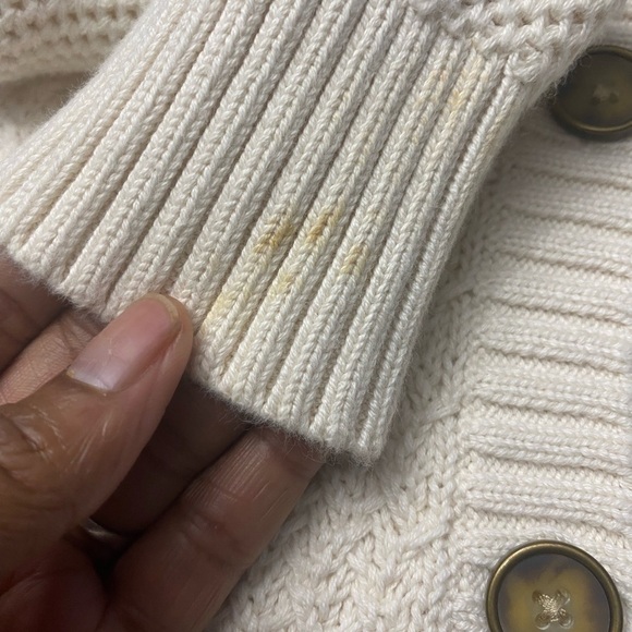 L.L. Bean Crew Knit Cardigan Sweater, Beige button front size Small - Picture 6 of 7